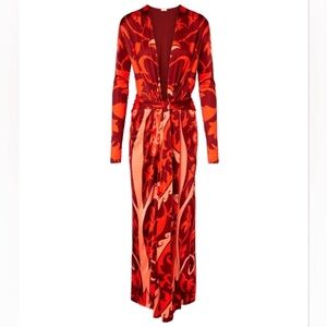 Johanna Ortiz Red and Orange Maxi Dress